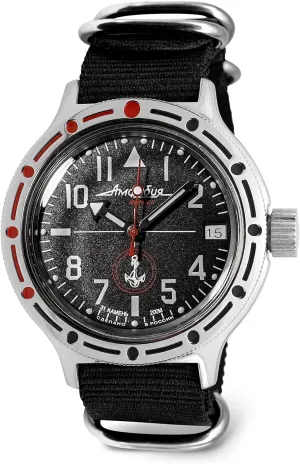 WR 200 m | Amphibia 420959 | Fashion | Business | Casual Men's Watches VOSTOK | Naval Infantry Amphibian Automatic Self-Winding Russian Military Diver Wrist inclination Watch | 