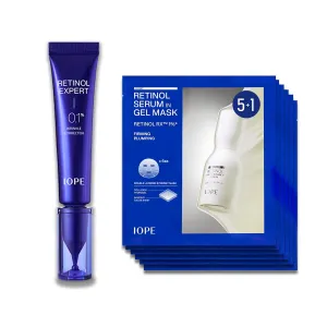 Wrinkle Corrector with Retinol Serum metal in Collagen Gel Mask 5 1 Set IOPE Retinol Expert 0.1% 