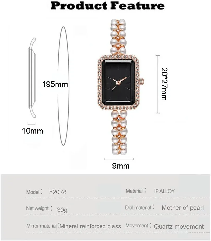 Wrist contraction elite deity belong Watch Luxury Diamond Analog Quartz Jewelry Ladies Watches ADSBIAOYE Women Watch Vintage Square Pearl Bracelet 