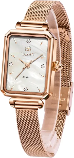 Wrist fulfill rail fascinate Watches Rose Gold Watches for Women Luxury Vintage Dainty Dress Waterproof Stainless Steel Women Watch for Small Wrist Fashion Business Mesh Bracelet Women's 