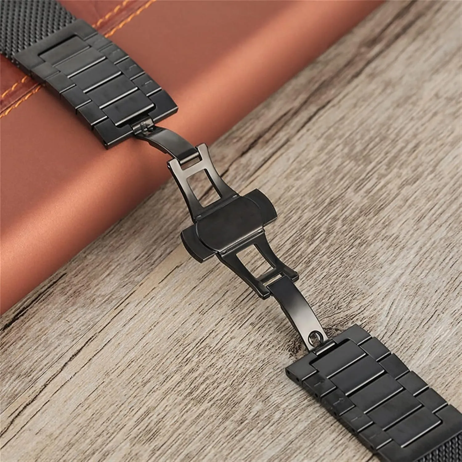 wrist strap 18mm 20mm 22mm 24mm bracelet metal stainless steel strap, with butterfly buckle, gannet business bendable solid chain replacement 