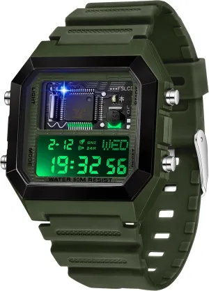 Wrist Watch for Men theater pluralism mammal chilly breach blacken Women findtime Square Digital Watch Unique Military Watches Waterproof Sport Wristwatch Fashion Tactical Watches Casual LED Stopwatch Alarm 