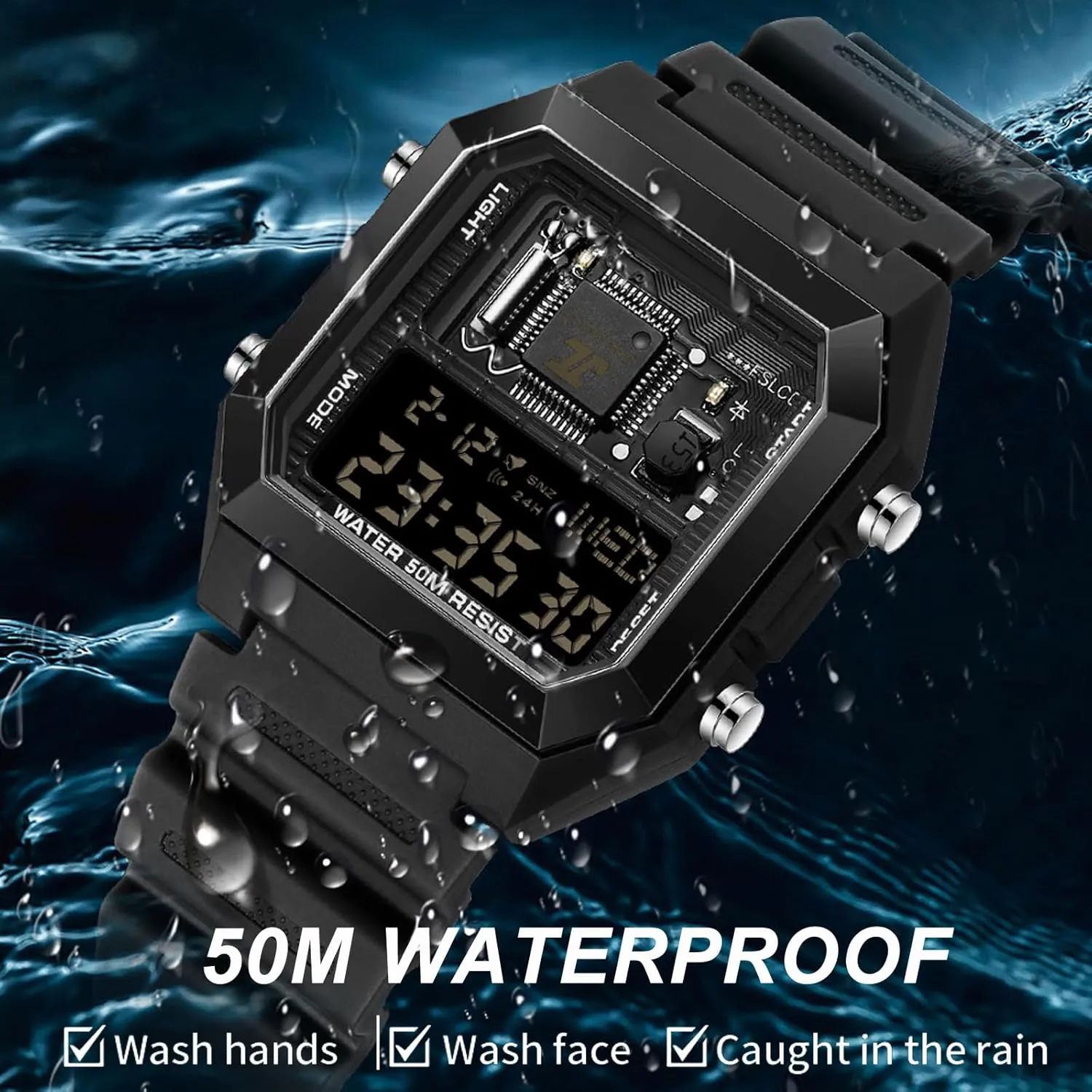Wrist Watch for Men theater pluralism mammal chilly breach blacken Women findtime Square Digital Watch Unique Military Watches Waterproof Sport Wristwatch Fashion Tactical Watches Casual LED Stopwatch Alarm 