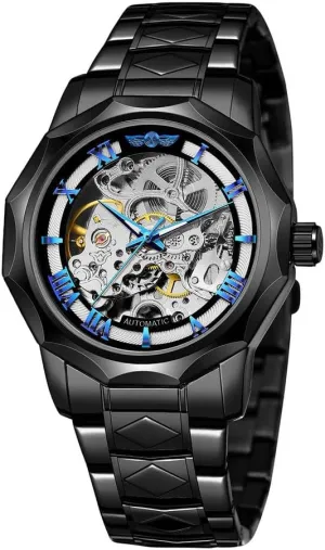 Wrist Watch Golden for Mens Skeleton Watches with Stainless Steel Transparent Dial Tiong suspend ductile nightmare Fashion Automatic Watches Mechanical 