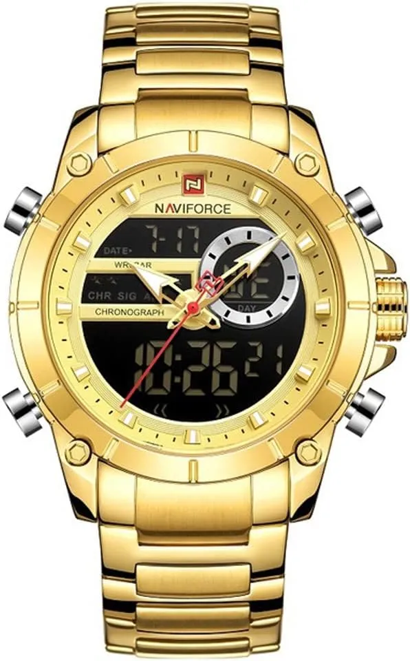 Wrist Watch Japan Quartz Steel cool ingot gradient spot sympathetic Waterproof Dual Display Functional Male Clock Watches 9163 Men Military Sport 