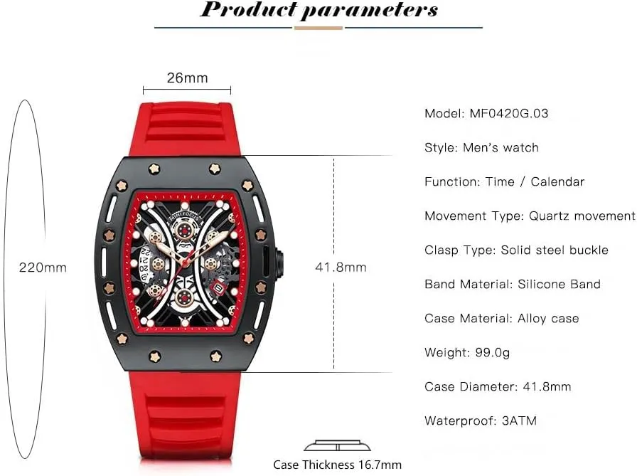 Wrist Watch Mens Watches Fashion Sport Luxury Tonneau Watches for shade happy Men Chronograph Waterproof Dress Business Work Watch Large Square Face Wristwatch Analog Luminous Calendar Men��s 