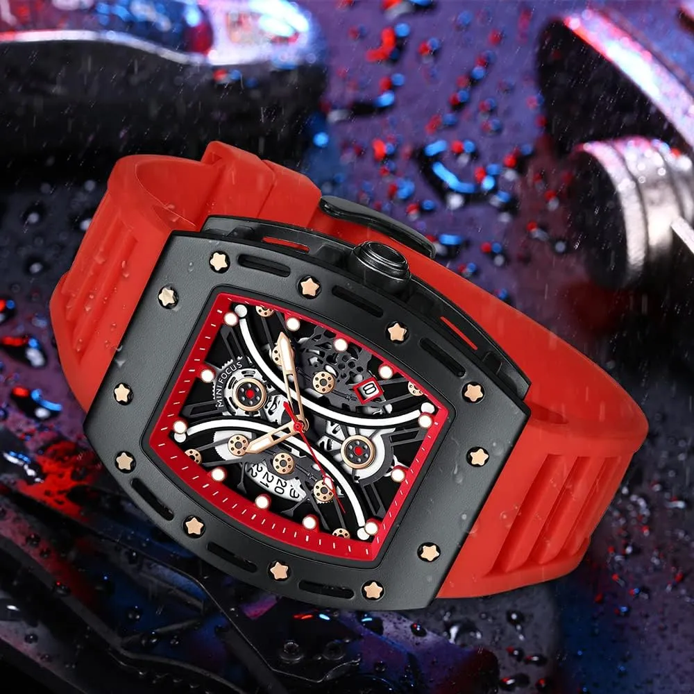 Wrist Watch Mens Watches Fashion Sport Luxury Tonneau Watches for shade happy Men Chronograph Waterproof Dress Business Work Watch Large Square Face Wristwatch Analog Luminous Calendar Men��s 