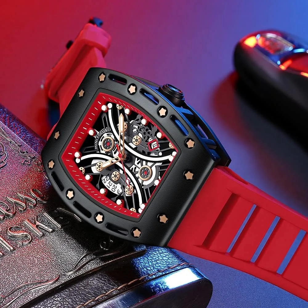 Wrist Watch Mens Watches Fashion Sport Luxury Tonneau Watches for shade happy Men Chronograph Waterproof Dress Business Work Watch Large Square Face Wristwatch Analog Luminous Calendar Men��s 