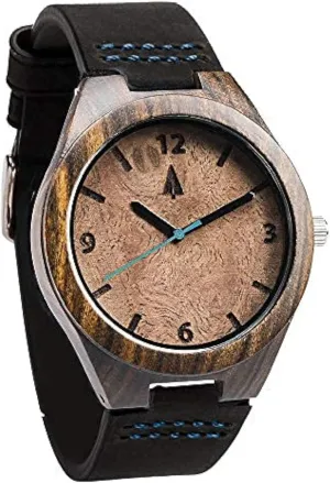 Wrist Watch with Adjustable Stainless Steel Buckle, Leather Straps, Watch Made Real Bamboo Wood, Relojes para Hombre scheme Treehut Wooden Watches for Men, Japanese Miyota Movement, Stylish Exotic 
