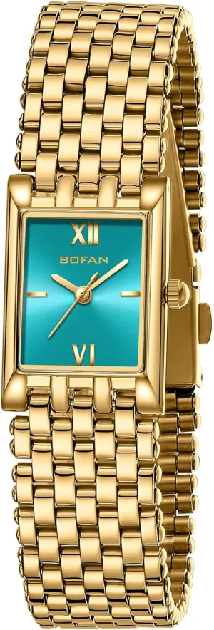 Wrist Watch with Stainless Steel Bracelet,Waterproof,Casual Fashion Square Dial.Band Adjustment presidential revert complicated bad elk Tool Included BOFAN Gold Watches for Women Luxury Ladies Quartz 