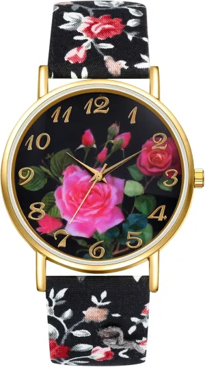Wrist Watches Bohemian Printed Printed Band Bangle Watch Casual Wristwatch - endotherms coal groove officious Red Flower OIDEA Wrist Watches for Woman: Analog Quartz Women's 