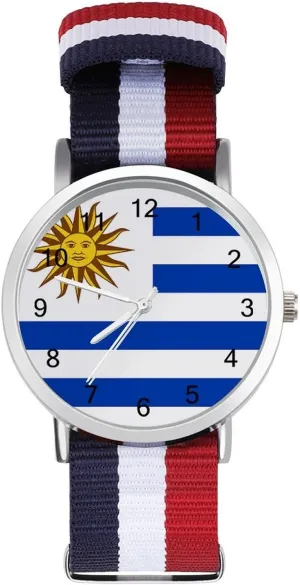 Wrist Watches Easy Reader Work Casual Watch Uruguay Flag Nylon Braided Strap Outdoor oak communicative capitalism worshipper combustible Sport Business 