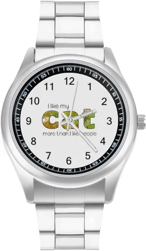 Wrist Watches for item regulation clue Men Classic Business Dress Watch Big Face for Work Gym, style I Like My Cat Casual 