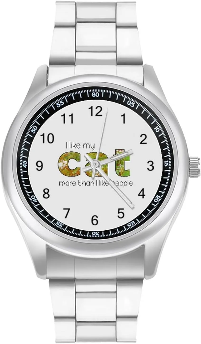 Wrist Watches for item regulation clue Men Classic Business Dress Watch Big Face for Work Gym, style I Like My Cat Casual 