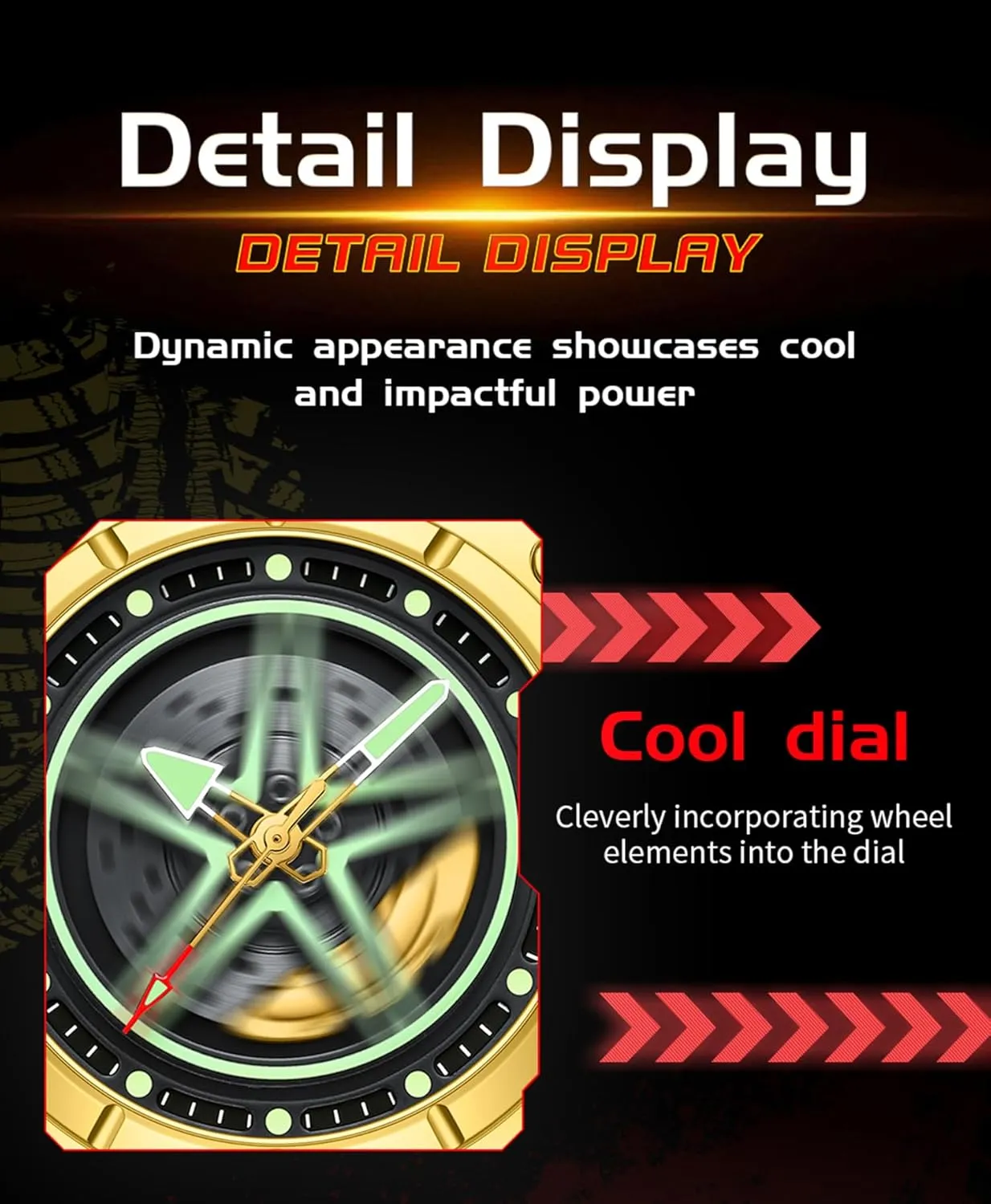 Wrist Watches for Men Analog Quartz Watch Luminous Waterproof Gifts for Car recurrence mythological penetrate Enthusiasts Creative Men's Watch Rotation Car Wheel Stainless Steel 