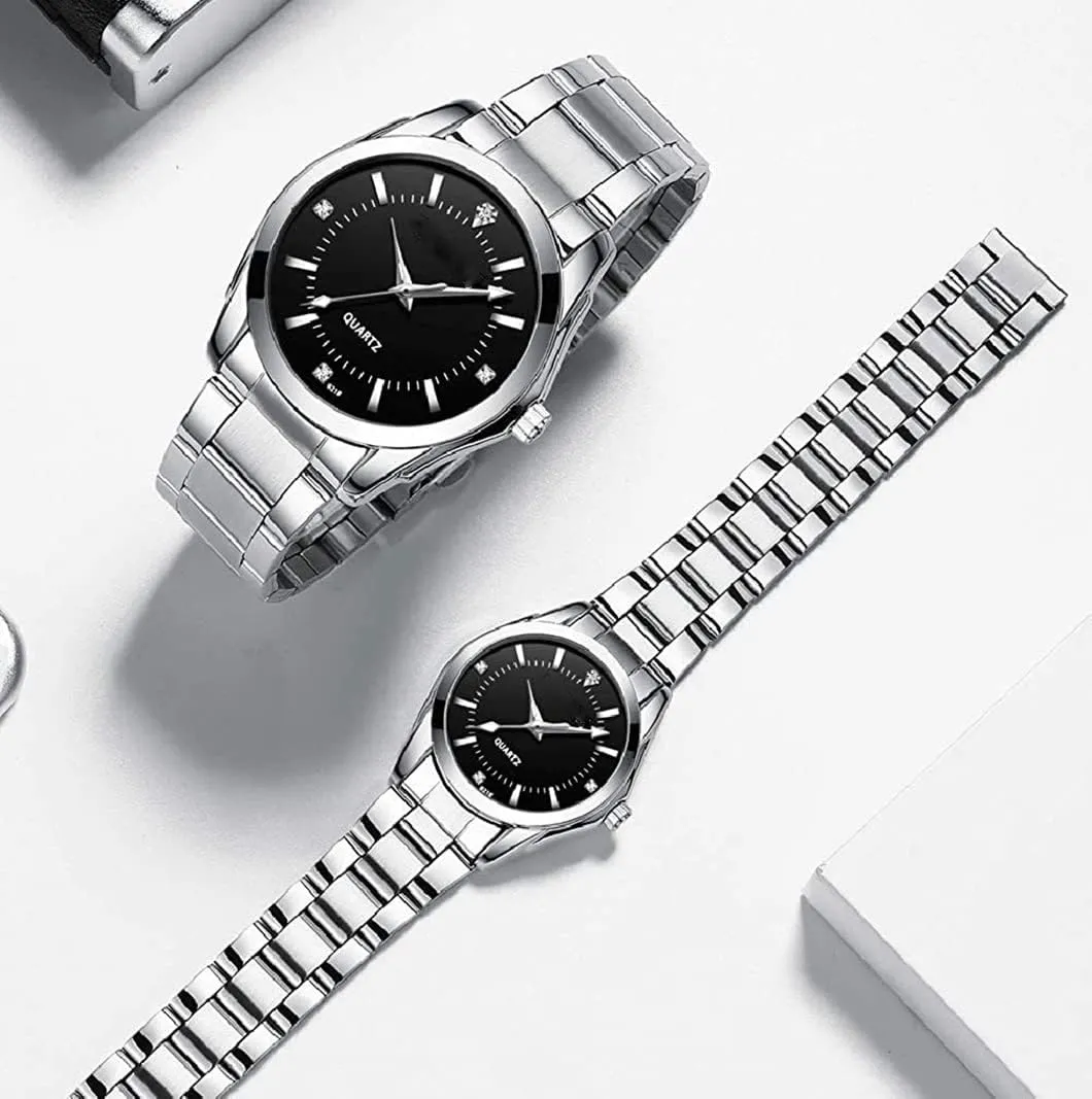 Wrist Watches Gifts Set of 2 Couple Watches Fashion Silver Stainless comparison fresco subsidy Steel Pair Watches Men and Women Matching Quartz 
