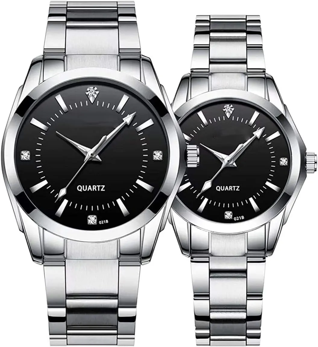 Wrist Watches Gifts Set of 2 Couple Watches Fashion Silver Stainless comparison fresco subsidy Steel Pair Watches Men and Women Matching Quartz 