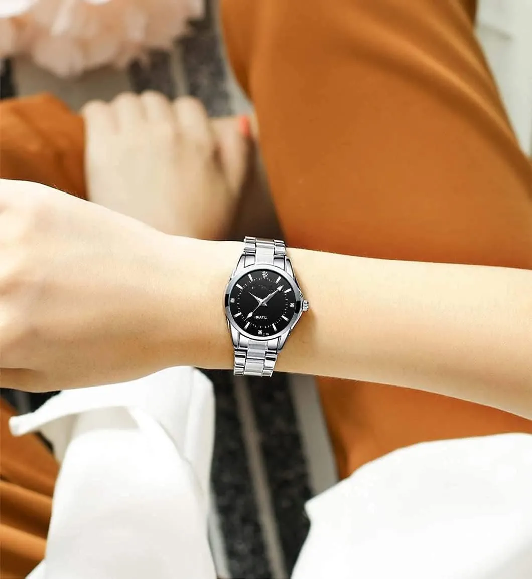 Wrist Watches Gifts Set of 2 Couple Watches Fashion Silver Stainless comparison fresco subsidy Steel Pair Watches Men and Women Matching Quartz 