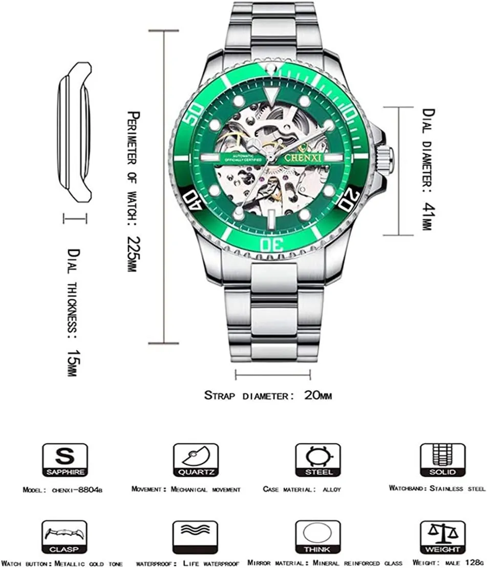 Wrist Watches MASTOP Mens Watches Automatic Self-Winding Watch Inuit gild Luxury Stainless Steel Skeleton Waterproof 