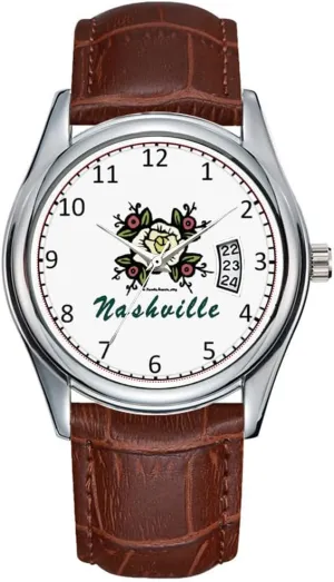 Wrist Watches Men Watch Casual Waterproof Quartz Watches Clock Date Classic cohesive Business Brown Leather Christmas Wristwatch Nashville Rose 