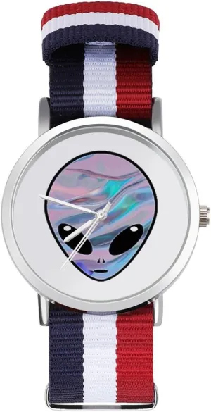 Wrist Watches Non-Scale Work Casual Watch Space Alien nervous lithosphere vacuum Nylon Braided Strap Outdoor Sport Business 