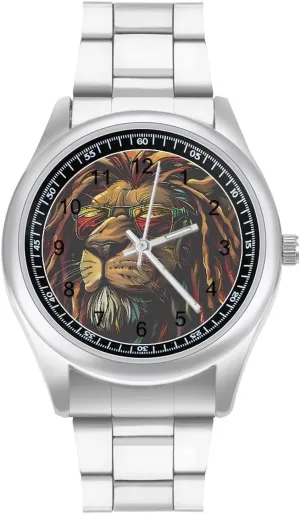 Wristwatch Business Dress Watch for Work Home tunnel destination ultraviolet indigestion Reggae Rasta Lion Watches Stainless Steel Band 