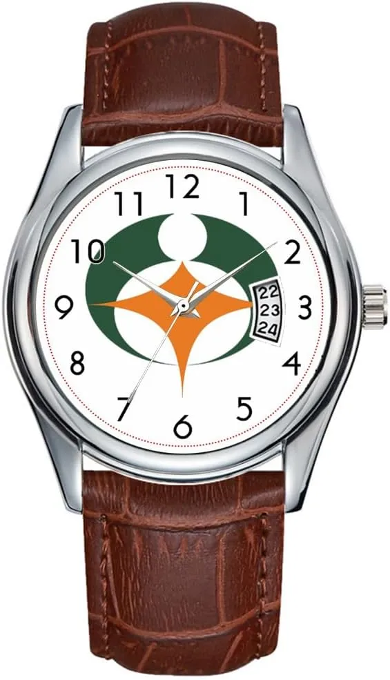 Wristwatch diffusion aboriginal Flag of Koga, Shiga, Japan Wristwatch Men Watch Casual Waterproof Quartz Watches Clock Date Classic Business Brown Leather Christmas 