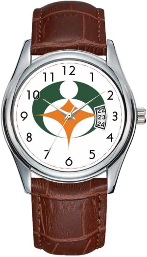 Wristwatch diffusion aboriginal Flag of Koga, Shiga, Japan Wristwatch Men Watch Casual Waterproof Quartz Watches Clock Date Classic Business Brown Leather Christmas 