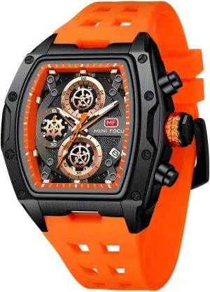 Wristwatch Fashion Hollow Big Dial Luminous Waterproof Sport Analog Quartz Business Chronograph Mens Watches Blue Silicon Strap duck hypothalamus extremity Dress Watch(0473 Orange) MF MINI FOCUS Watch for Men 