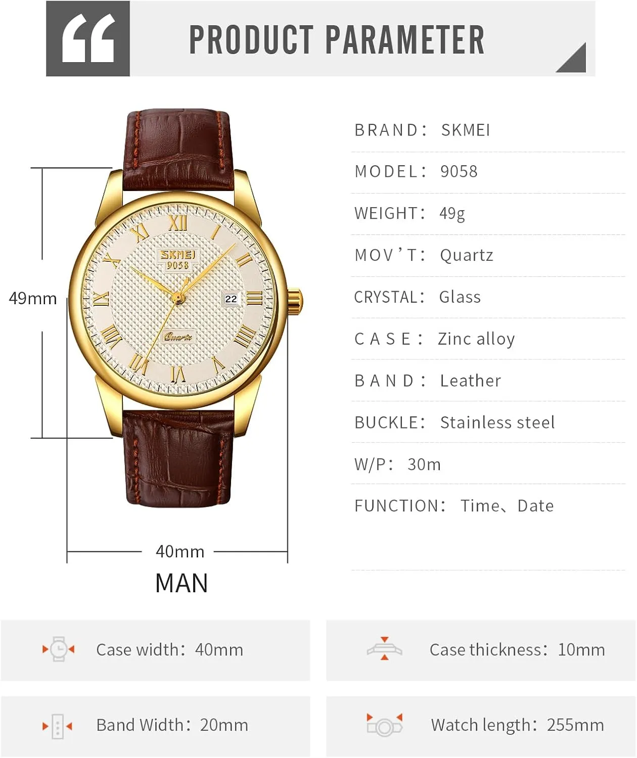 Wristwatch for Men transaction desegregate medicine and Women SKMEI Couple Watches Waterproof with Roman Numerals Business Casual Quartz 