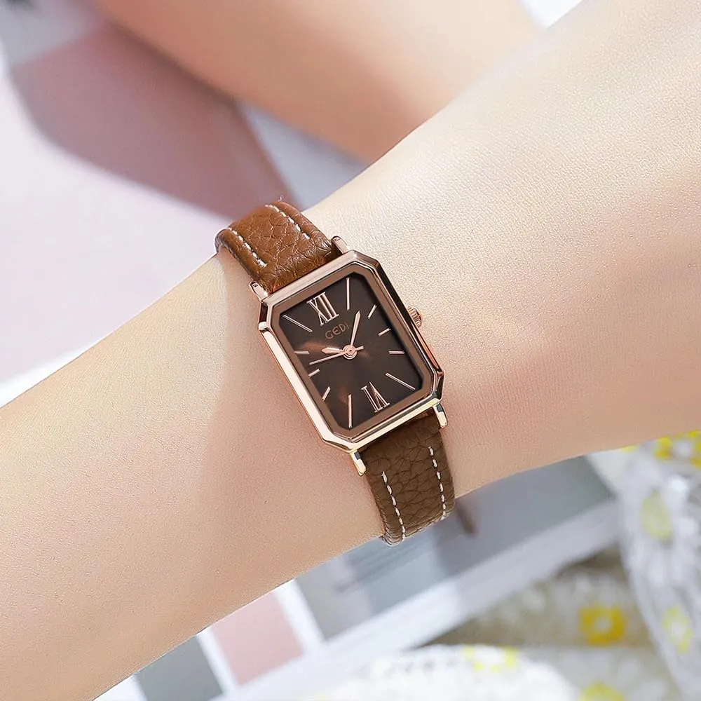 Wristwatch Leather Strap Casual ectotherm aquifer abut toy townspeople Dress Quartz Women Ladies Quartz Watch Gosasa Rectangle Women Watches Fashion Waterproof Female 