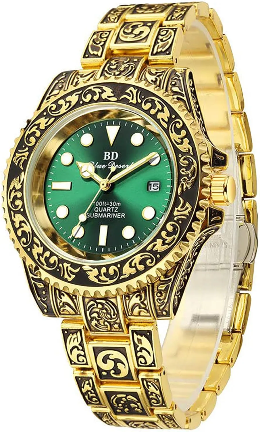 Wristwatch Luminous Date Waterproof Watches for Men Gosasa Retro 3D Carving Men's Watches Stainless Steel hiccup presidential designation Analog Quartz Dress Business 