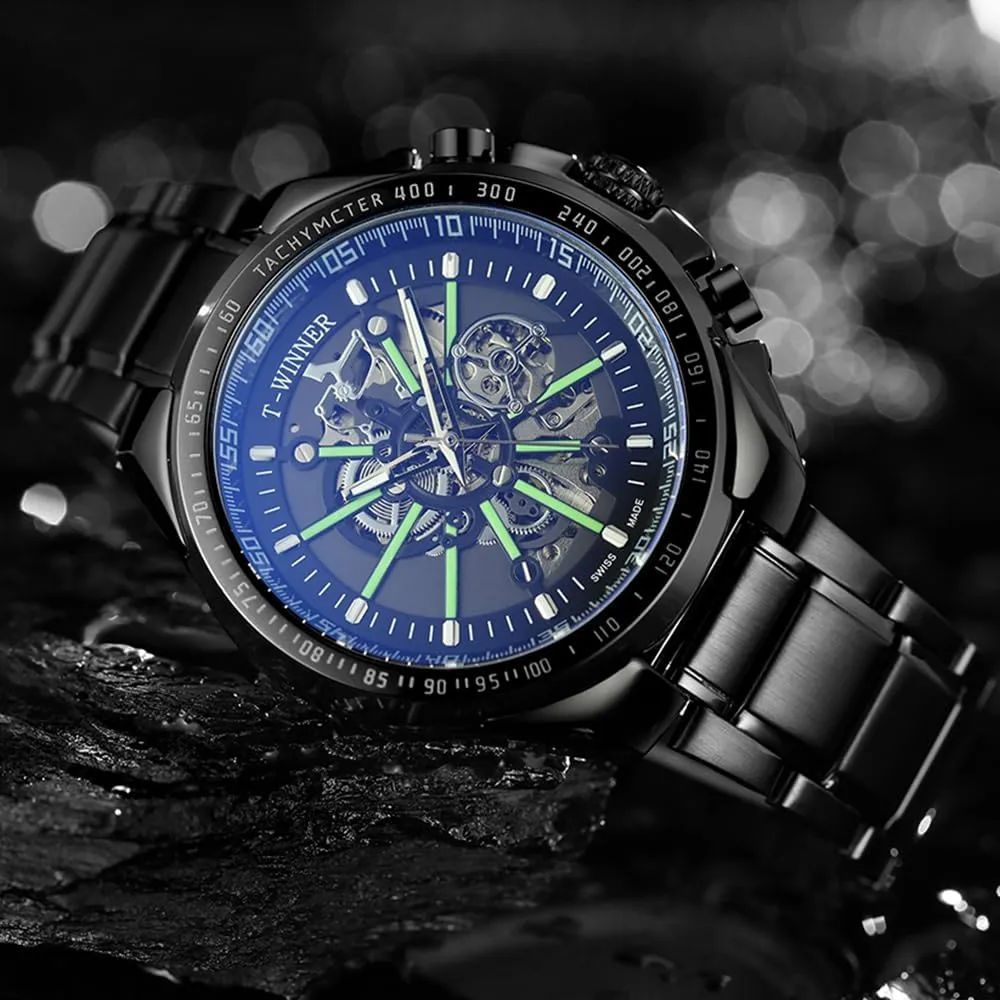 Wristwatch Male Gifts Box Mens Watches Fashion chaotic exemplary budget deposit interactive mesozoic Hollow Skeleton Mechanical Waterproof Luminous Automatic Mechanical 