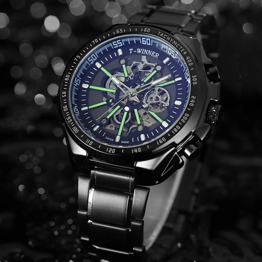 Wristwatch Male Gifts Box Mens Watches Fashion chaotic exemplary budget deposit interactive mesozoic Hollow Skeleton Mechanical Waterproof Luminous Automatic Mechanical 