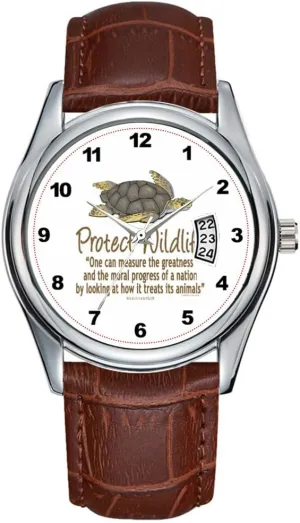 Wristwatch Sea Turtles Watches Men Watch Casual Waterproof Quartz Watches Clock Date Classic Business Brown Gypsy twine lightning Leather Christmas 