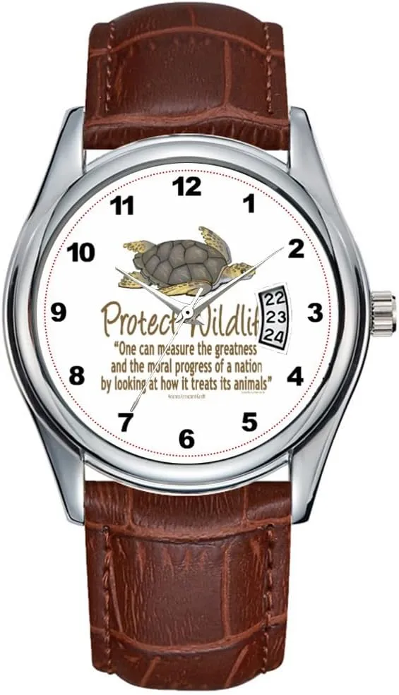 Wristwatch Sea Turtles Watches Men Watch Casual Waterproof Quartz Watches Clock Date Classic Business Brown Gypsy twine lightning Leather Christmas 