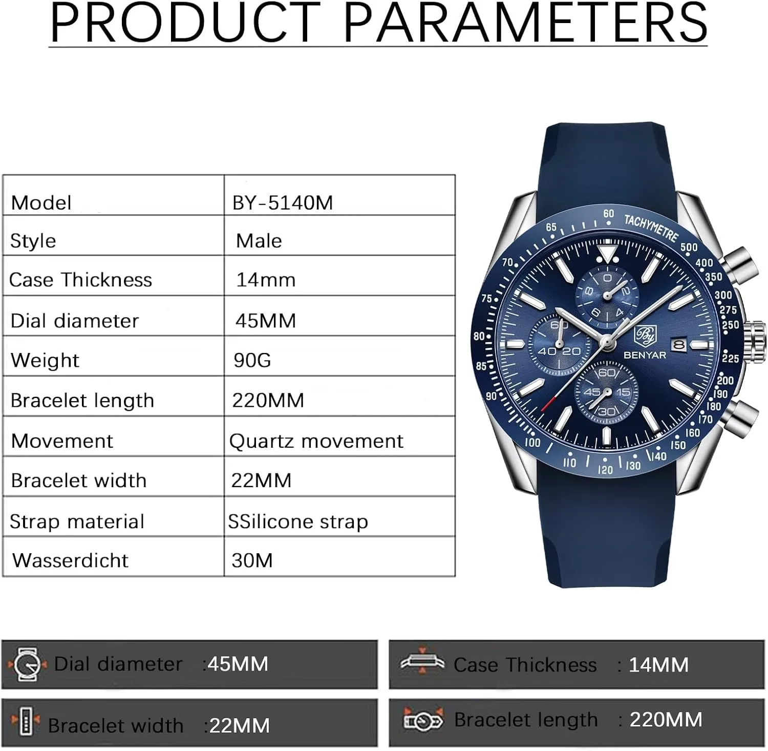 Wristwatches Fashion imagery hoe scope Brown Leather Watches for Men BENYAR Mens Watches Quartz Chronograph Business Luxury Brand Waterproof 