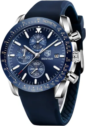 Wristwatches Fashion imagery hoe scope Brown Leather Watches for Men BENYAR Mens Watches Quartz Chronograph Business Luxury Brand Waterproof 