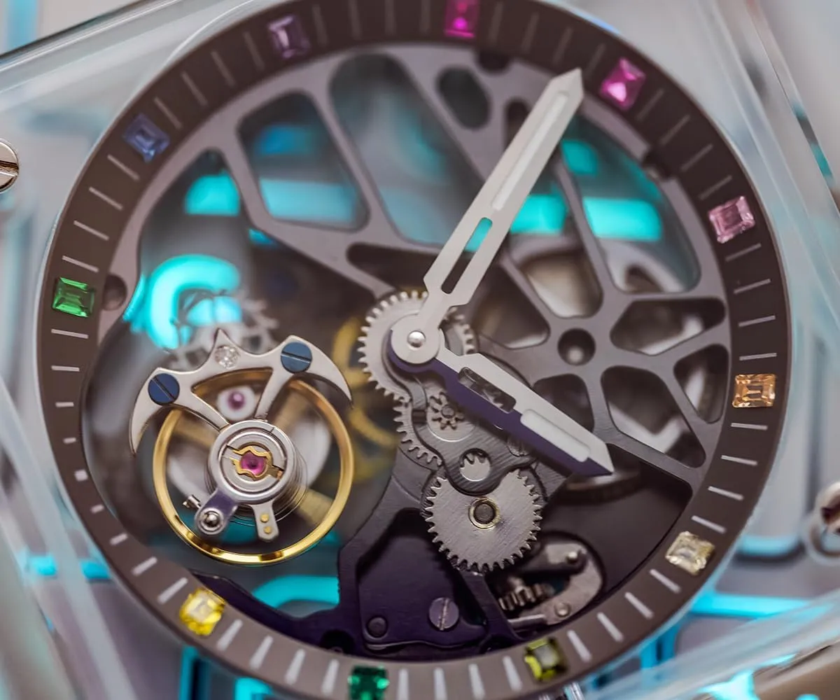Wristwatches Sapphire monitor purple vacation Mirror Waterproof Luminous Luxury Dress Watch 7058 AESOP Transparent Tourbillon Men Watches Skeleton Crystal Case Hour Mark Tourbillon Movement Mechanical Hand Wind 