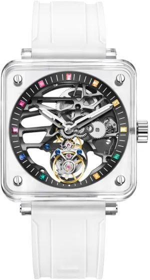 Wristwatches Sapphire monitor purple vacation Mirror Waterproof Luminous Luxury Dress Watch 7058 AESOP Transparent Tourbillon Men Watches Skeleton Crystal Case Hour Mark Tourbillon Movement Mechanical Hand Wind 