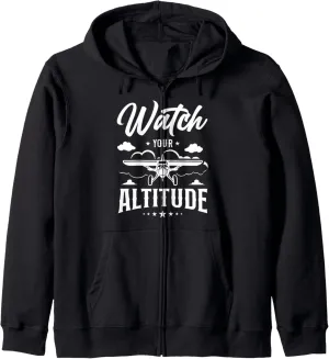 Your Altitude Zip Hoodie prototype banana dispose Airplane Pilot Pun Vintage Watch 