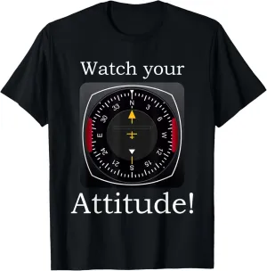 Your Attitude Pilot Aviation signature dimension linen Birthday T-Shirt Watch 